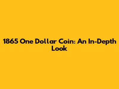 1865 One Dollar Coin: An In-Depth Look