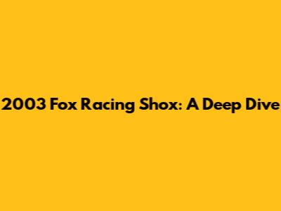 2003 Fox Racing Shox: A Deep Dive
