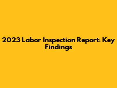 2023 Labor Inspection Report: Key Findings