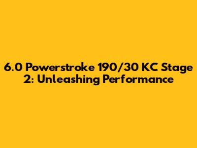 6.0 Powerstroke 190/30 KC Stage 2: Unleashing Performance