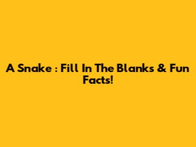 A Snake __: Fill In The Blanks & Fun Facts!