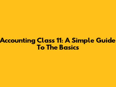 Accounting Class 11: A Simple Guide To The Basics