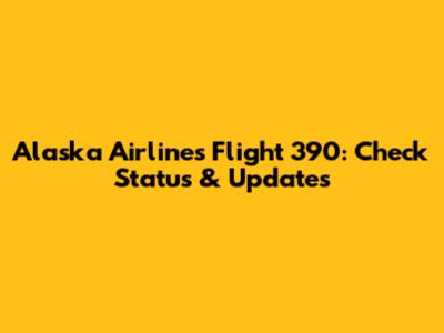 Alaska Airlines Flight 390: Check Status & Updates
