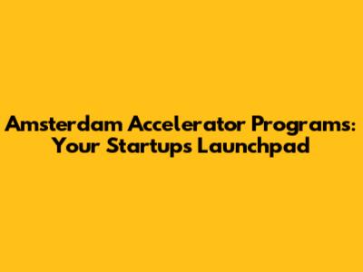 Amsterdam Accelerator Programs: Your Startup's Launchpad