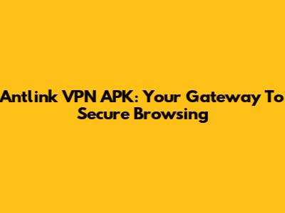 Antlink VPN APK: Your Gateway To Secure Browsing