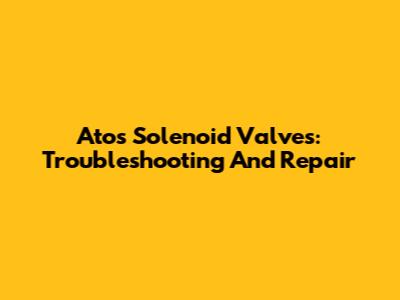 Atos Solenoid Valves: Troubleshooting And Repair