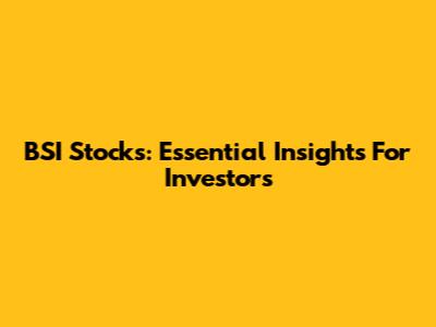 BSI Stocks: Essential Insights For Investors