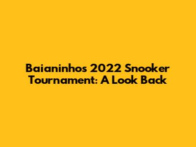 Baianinho's 2022 Snooker Tournament: A Look Back