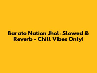 Barato Nation Jhol: Slowed & Reverb - Chill Vibes Only!