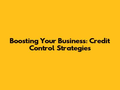 Boosting Your Business: Credit Control Strategies