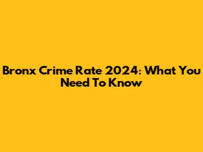 Bronx Crime Rate 2024: What You Need To Know