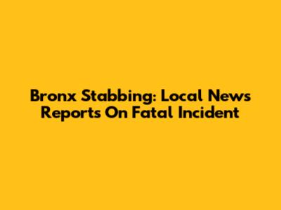 Bronx Stabbing: Local News Reports On Fatal Incident