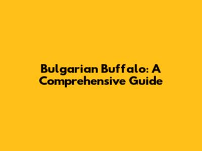 Bulgarian Buffalo: A Comprehensive Guide