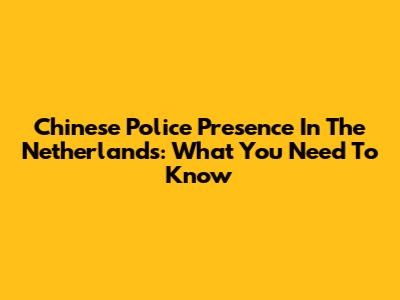 Chinese Police Presence In The Netherlands: What You Need To Know