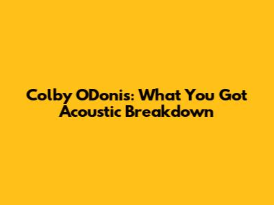 Colby O'Donis: 'What You Got' Acoustic Breakdown