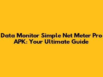 Data Monitor Simple Net Meter Pro APK: Your Ultimate Guide