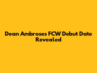 Dean Ambrose's FCW Debut Date Revealed