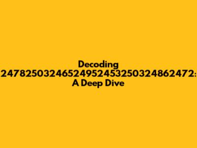 Decoding 24782503246524952453250324862472: A Deep Dive