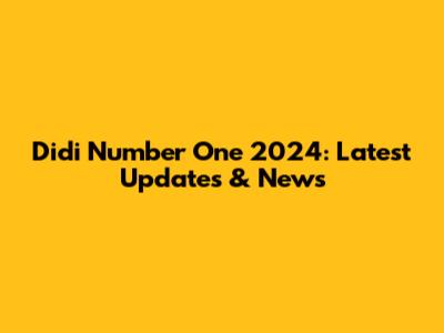 Didi Number One 2024: Latest Updates & News