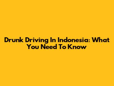 Drunk Driving In Indonesia: What You Need To Know