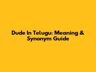 Dude In Telugu: Meaning & Synonym Guide