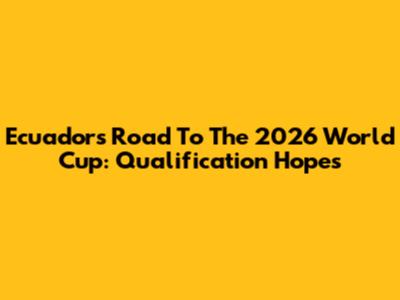 Ecuador's Road To The 2026 World Cup: Qualification Hopes
