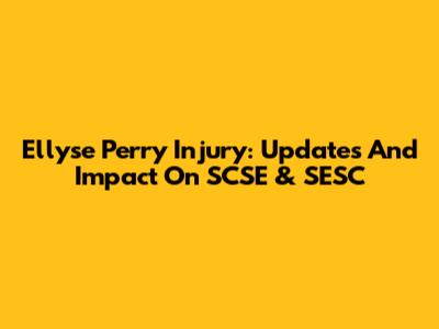 Ellyse Perry Injury: Updates And Impact On SCSE & SESC