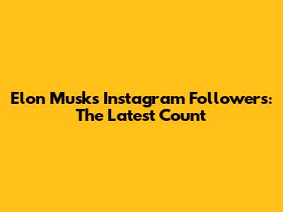 Elon Musk's Instagram Followers: The Latest Count