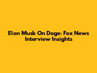 Elon Musk On Doge: Fox News Interview Insights
