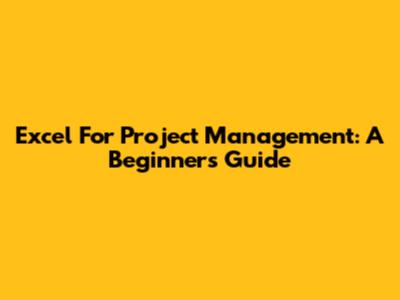 Excel For Project Management: A Beginner's Guide
