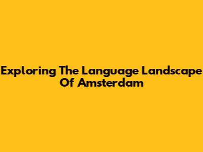 Exploring The Language Landscape Of Amsterdam