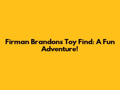 Firman Brandon's Toy Find: A Fun Adventure!