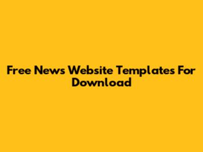 Free News Website Templates For Download