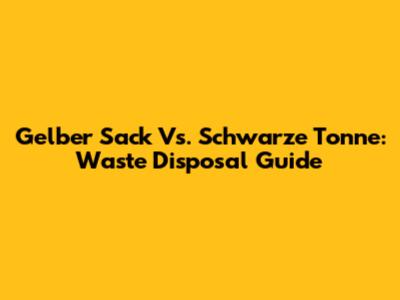 Gelber Sack Vs. Schwarze Tonne: Waste Disposal Guide