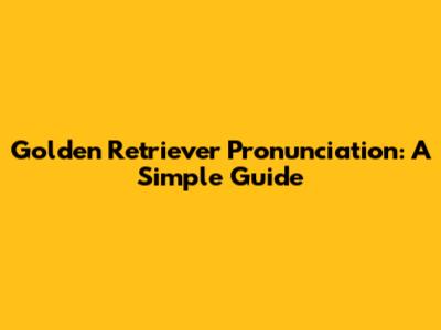 Golden Retriever Pronunciation: A Simple Guide