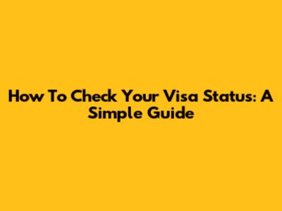 How To Check Your Visa Status: A Simple Guide