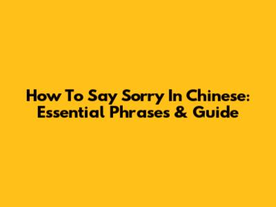 How To Say Sorry In Chinese: Essential Phrases & Guide