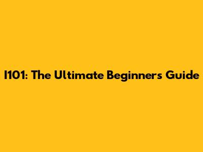 I101: The Ultimate Beginner's Guide