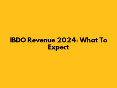 IBDO Revenue 2024: What To Expect