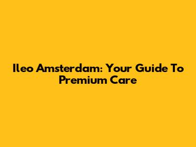 Ileo Amsterdam: Your Guide To Premium Care