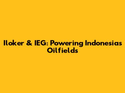 Iloker & IEG: Powering Indonesia's Oilfields
