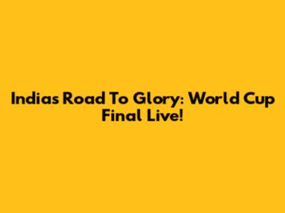 India's Road To Glory: World Cup Final Live!