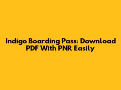 Indigo Boarding Pass: Download PDF With PNR Easily