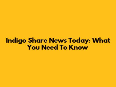 Indigo Share News Today: What You Need To Know