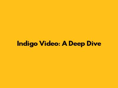 Indigo Video: A Deep Dive
