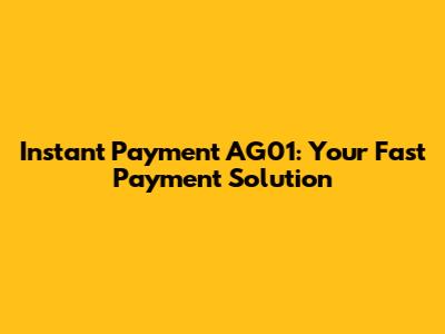 Instant Payment AG01: Your Fast Payment Solution