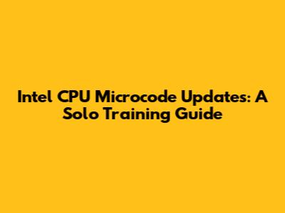 Intel CPU Microcode Updates: A Solo Training Guide