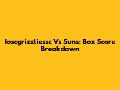 Ioscgrizzliessc Vs Suns: Box Score Breakdown