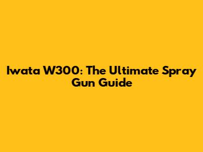 Iwata W300: The Ultimate Spray Gun Guide