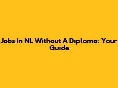 Jobs In NL Without A Diploma: Your Guide